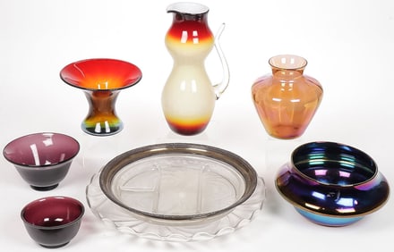 INTERESTING VINTAGE ART GLASS GROUP