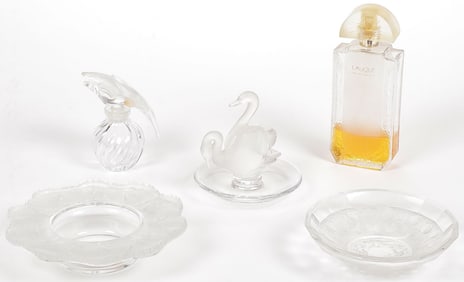 5 PIECES OF LALIQUE ART GLASS