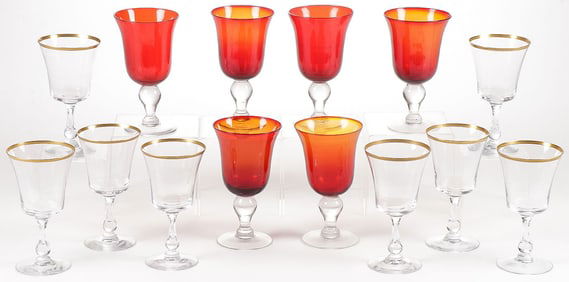 14 VINTAGE STEMMED GOBLETS INCLUDING FOSTORIA