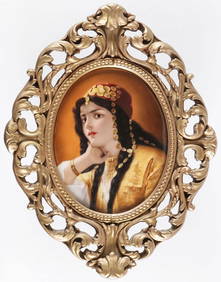 SIGNED HAND PAINTED PORCELAIN PLAQUE, C 1896 (1 of 4)