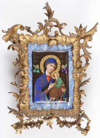 BEAUTIFUL HAND PAINTED PORCELAIN PLAQUE, C 1890