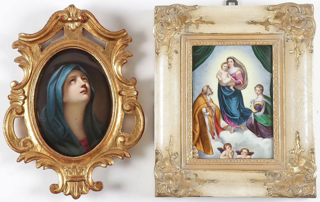 TWO HAND PAINTNED PORCELAIN PLAQUES CIRCA 1890 (1 of 3)