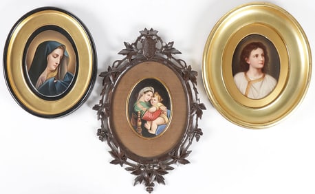 3 HAND PAINTED PORCELAIN PLAQUES