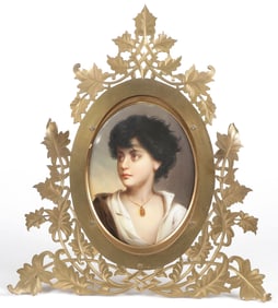 HAND PAINTED PORCELAIN PLAQUE, C 1890