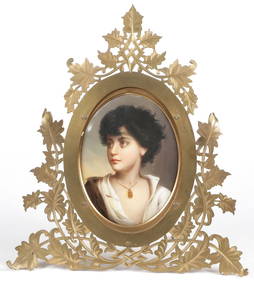 HAND PAINTED PORCELAIN PLAQUE, C 1890 (1 of 2)