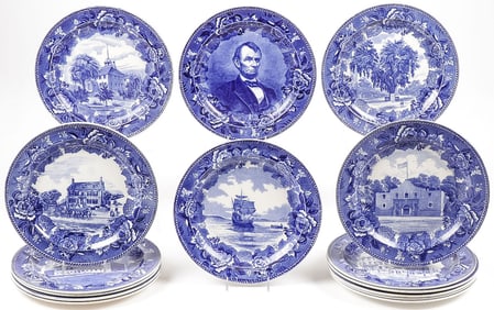 14 WEDGWOOD BLUE & WHITE COMMEMORATIVE PLATES