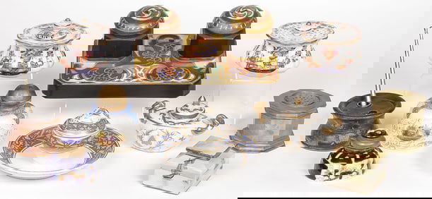 VINTAGE INKWELLS AND SAND CASTERS, 18TH?& 19TH?C