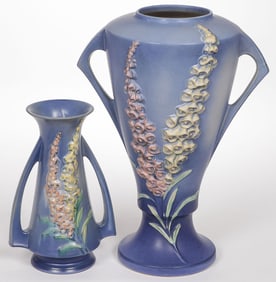 2 LARGE ROSEVILLE FOXGLOVE VASES