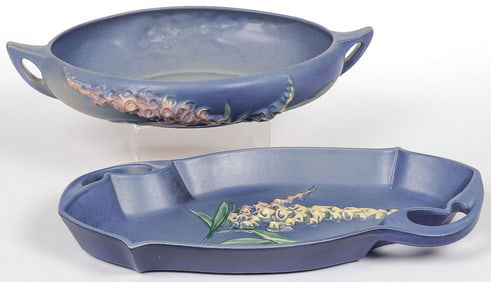 2 LARGE ROSEVILLE FOXGLOVE TRAYS