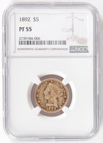 1892 $5 GOLD LIBERTY HEAD SCARCE PROOF 55 POP