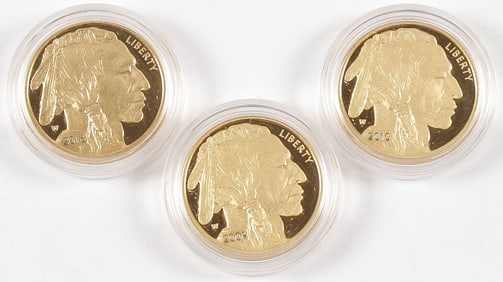 THREE $50 GOLD BUFFALO PROOF COINS