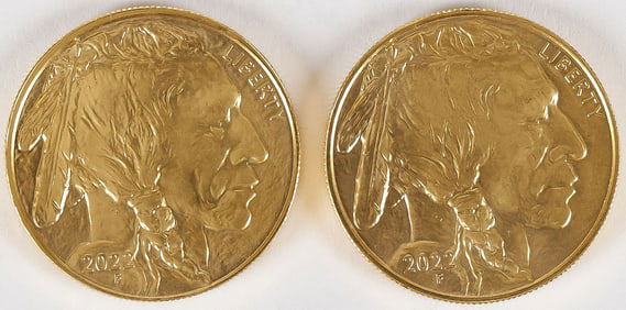 TWO $50 BUFFALO GOLD COINS, 2022