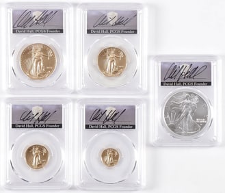 DAVID HALL SIGNED GOLD & SILVER 1st DAY ISSUES