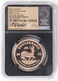 2022 GOLD SOUTH AFRICA RHINO PRIVY KRUGERRAND