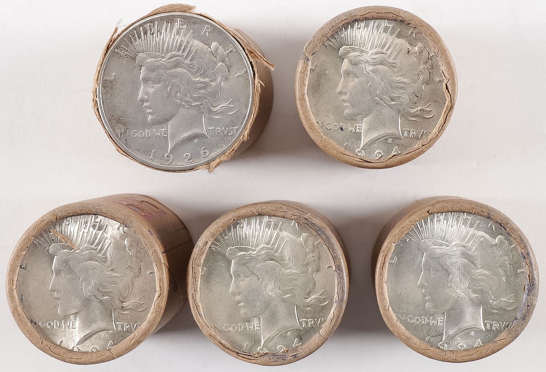 100 SILVER PEACE DOLLAR IN SHOTGUN ROLLS (1 of 3)