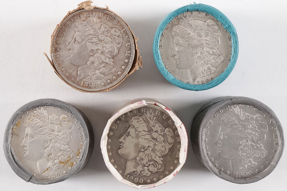 99 SILVER MORGAN & PEACE DOLLARS IN SHOTGUN ROLL (1 of 3)