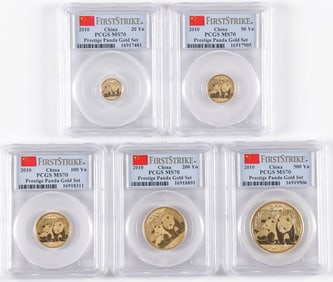 PRESTIGE PANDA GOLD FIVE COIN SET, 2010