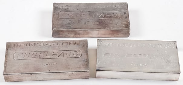 THREE SILVER BARS 300 TROY OUNCES