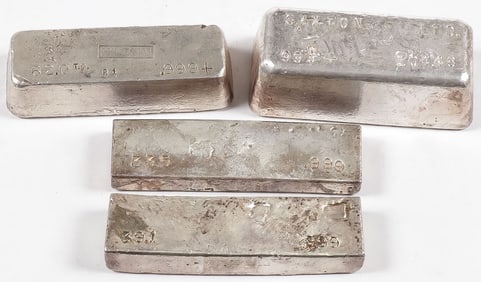4 VINTAGE SILVER BARS