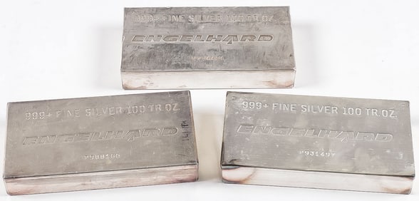 THREE SILVER BARS 300 TROY OUNCES