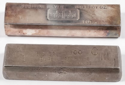 TWO KIT KAT 100-OUNCE VINTAGE SILVER BARS