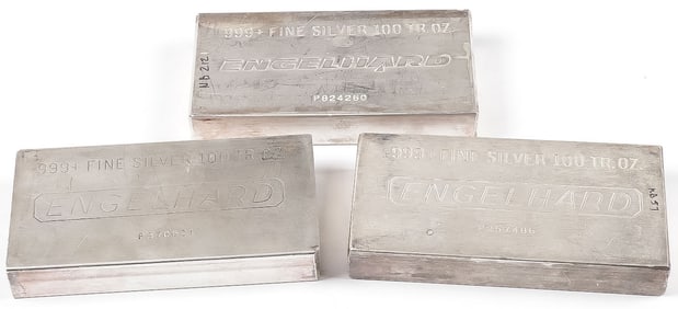 THREE SILVER BARS 300 TROY OUNCES