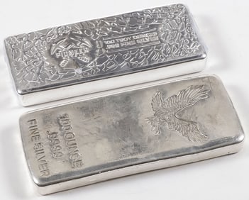TWO 100 OUNCE SILVER BARS