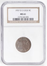 1937D INDIAN HEAD 3 LEGS NICKEL