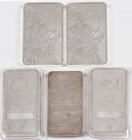 FIVE 10-OUNCE SILVER BARS
