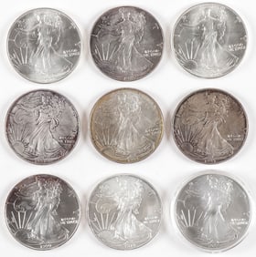 9 U.S SILVER EAGLES