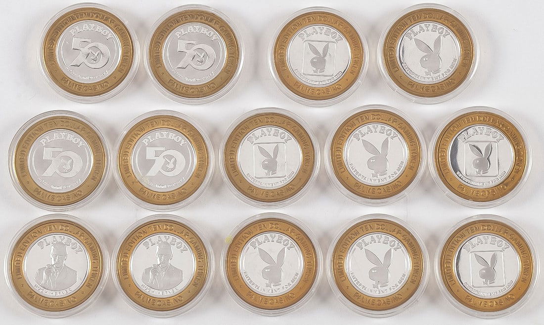 14 SILVER PLAYBOY GAMING TOKENS (1 of 3)