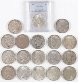 18 U.S. SILVER PEACE DOLLARS
