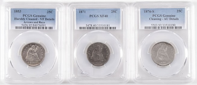 SEATED US SILVER QUARTERS
