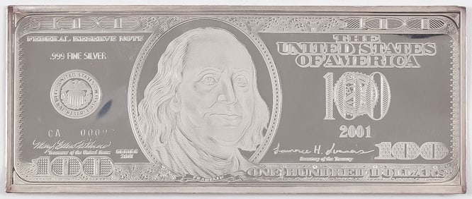 SILVER 100-DOLLAR BAR
