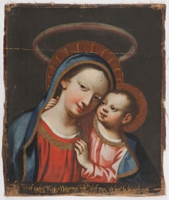CHARMING 18TH CENTURY MADONNA & CHILD PAINTING