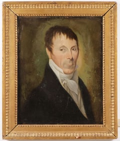 AMERICAN FOLK ART PORTRAIT, ATTR SHELDON PECK