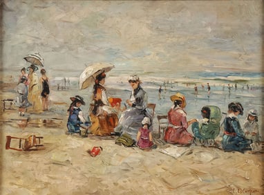 SIGNED IMPRESSIONISTIC BEACH SCENE