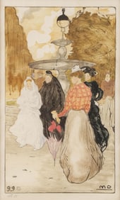 ORIGINAL MAURICE DELCOURT WOODCUT, C. 1899