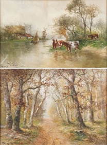 PAIR OF HUGO FISHER WATERCOLORS, C. 1900
