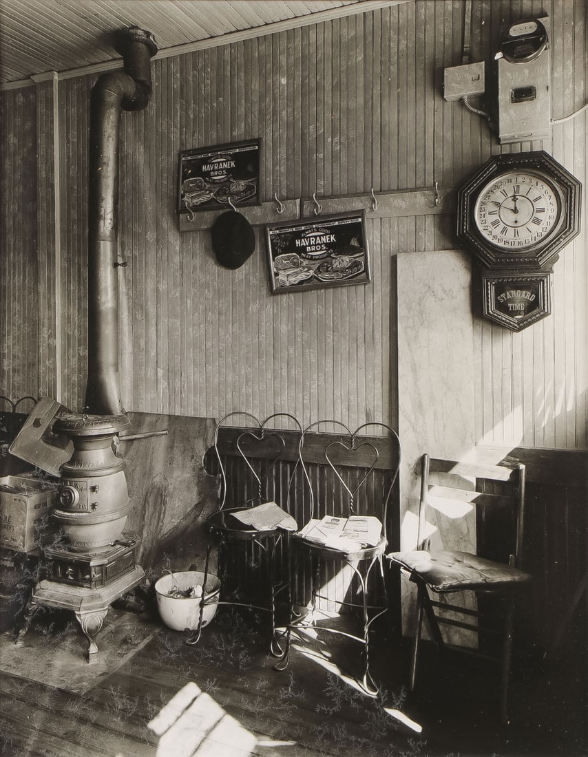 SIGNED BERENICE ABBOTT PHOTOGRAPH: BERENICE ABBOTT (American 1898-1991)Country Store Interior- -1935Silver Gelatin Print, possibly a later printingSigned on verso in pencil and verso with Marlborough Gallery N.Y. exhibition label circ