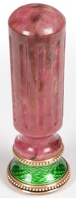 RUSSIAN GOLD ENAMEL & RHODONITE HAND SEAL