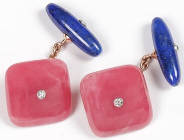 FABERGÉ RHODONITE & LAPIS LAZULI CUFFLINKS