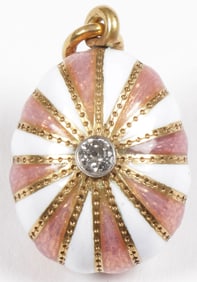 FABERGÉ ENAMEL & DIAMOND SET PENDANT EGG