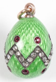 FABERGÉ ENAMEL AND GEMSET PENDANT EGG