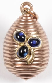 RUSSIAN GOLD & SAPPHIRE PENDANT EGG