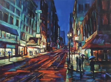 LARGE MICHAEL FLOHR STREET SCENE
