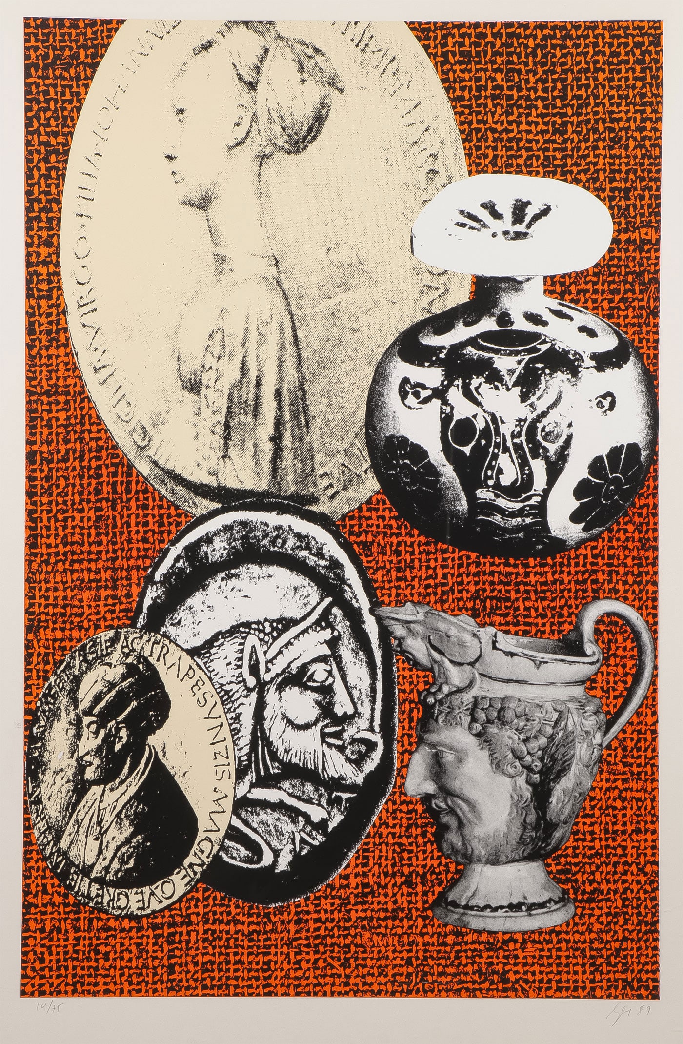 MEYER VAISMAN SIGNED SCREENPRINT: MEYER VAISMAN (Venezuelan b. 1960-) Untitled IV, Summer Suite -1989 Screenprint and printed paper Signed and dated 89 lower right, and editioned 19/75 lower left Sheet size 49.25 inches x 34 inches, o