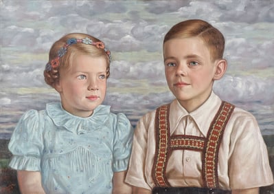 CUTE SIGNED GERMAN OIL PAINTING