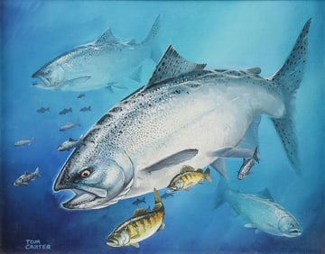 SIGNED WILDLIFE FISH PAINTING