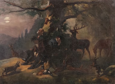 19TH C. EUROPEAN HUNTING PAINTING